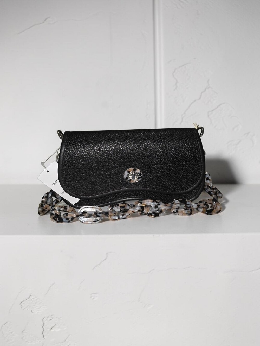 Nwt Coachtopia Black Women’s Shoulder Bag with Tortoiseshell Chain